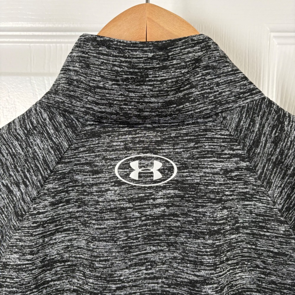 Under Armour 1/2 Zip Pullover Women's L Black Gray HeatGear Space Dye Active Top - Picture 8 of 8
